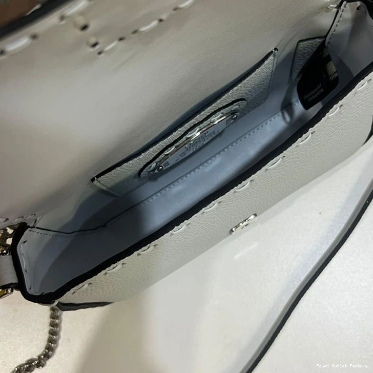 Affordable HOT Baguette In Blue Mini Selleria Sky Cuoio Bag Leather Fendi Romano 0805